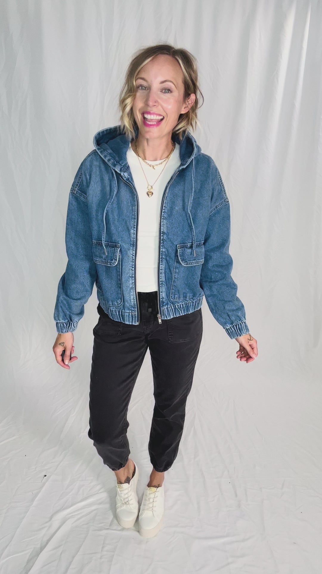 ONLY Kenzie Denim Hoodie Jacket- MEDIUM WASH