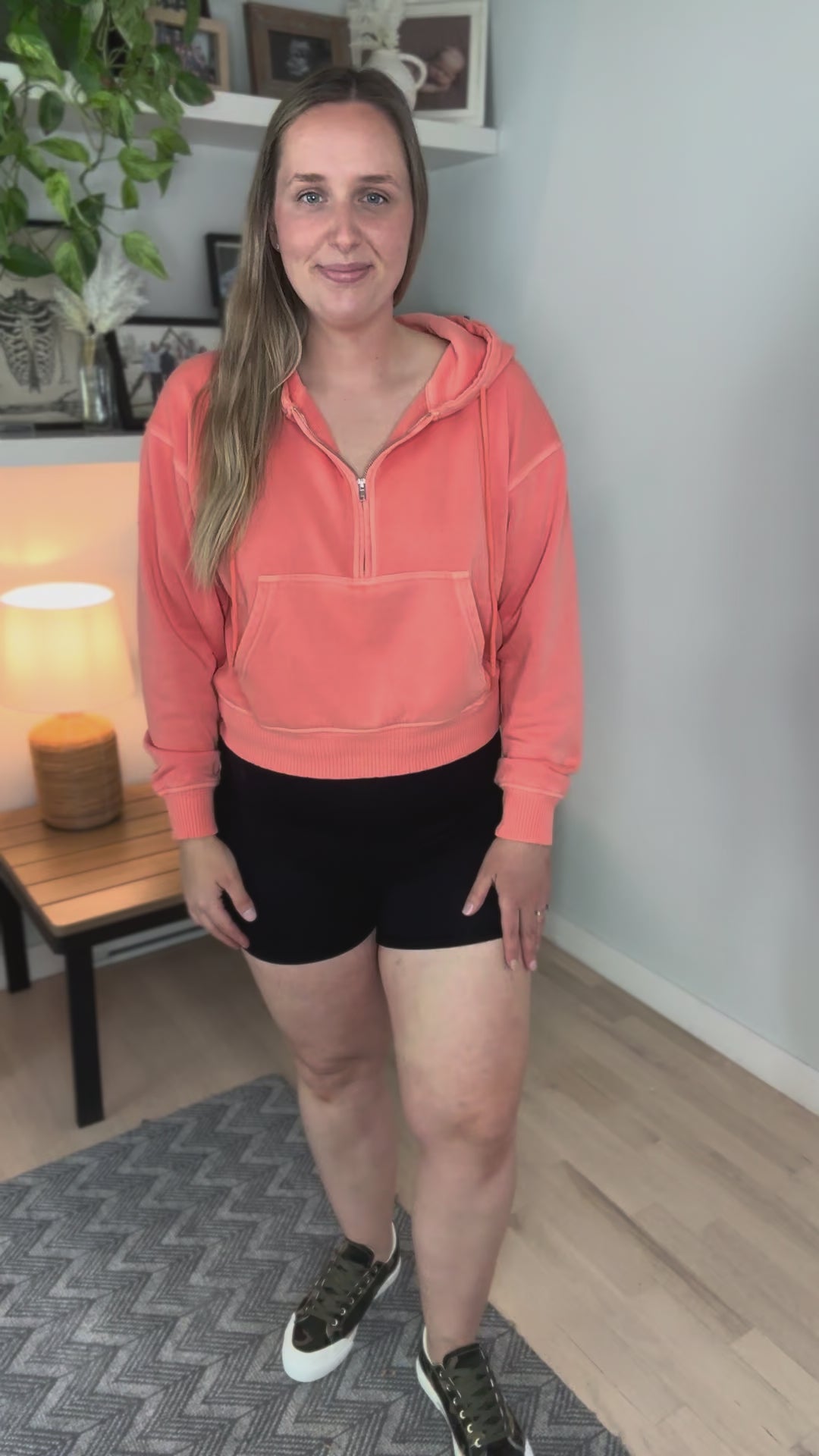 Palena Washed Fleece Hoodie- CORAL