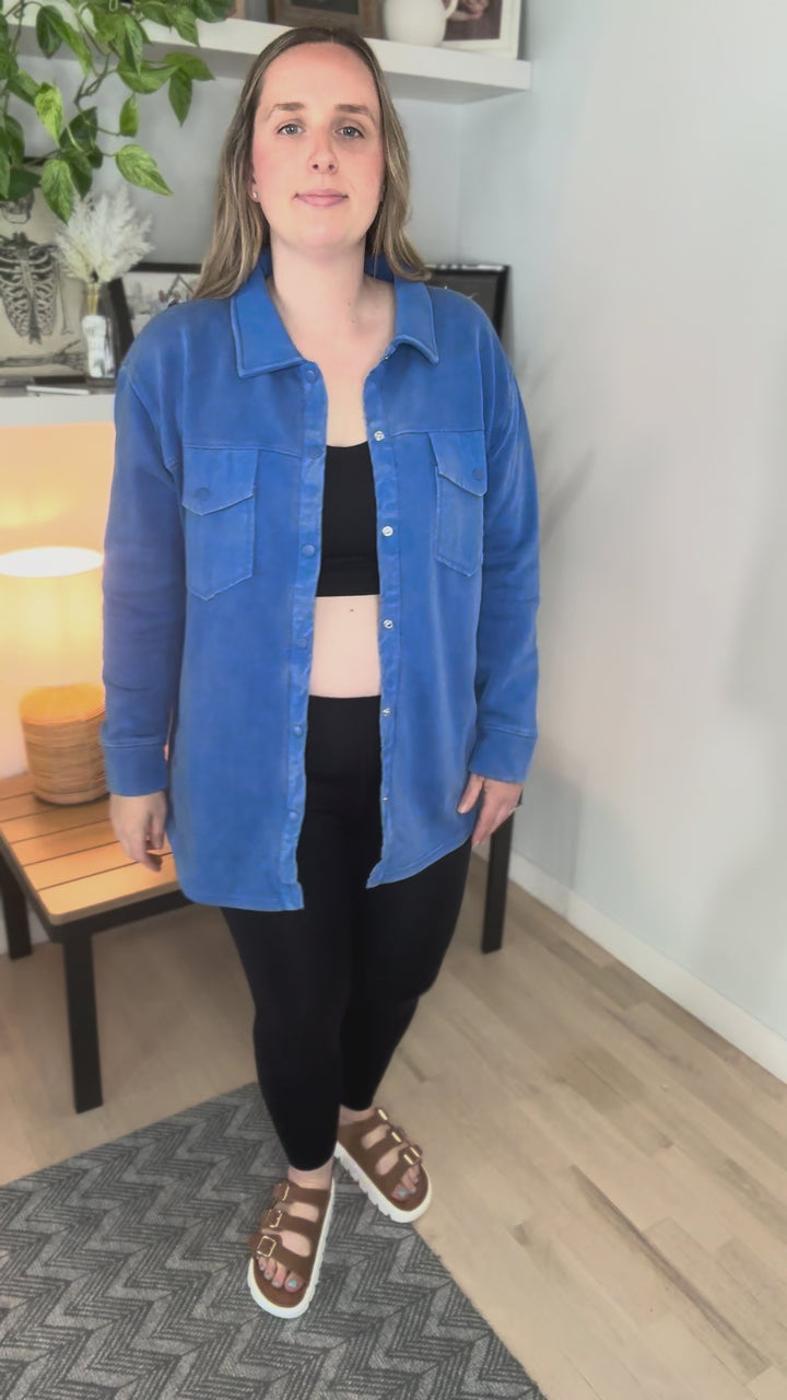 MONO B Valerie Snap on Shacket- DEEP INDIGO