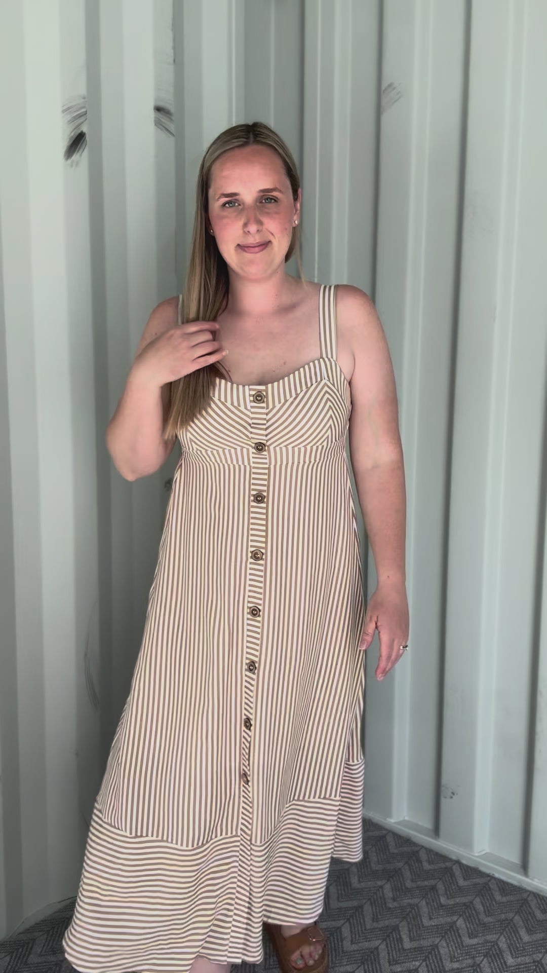 Magnolia Button Down Midi Dress- KHAKI