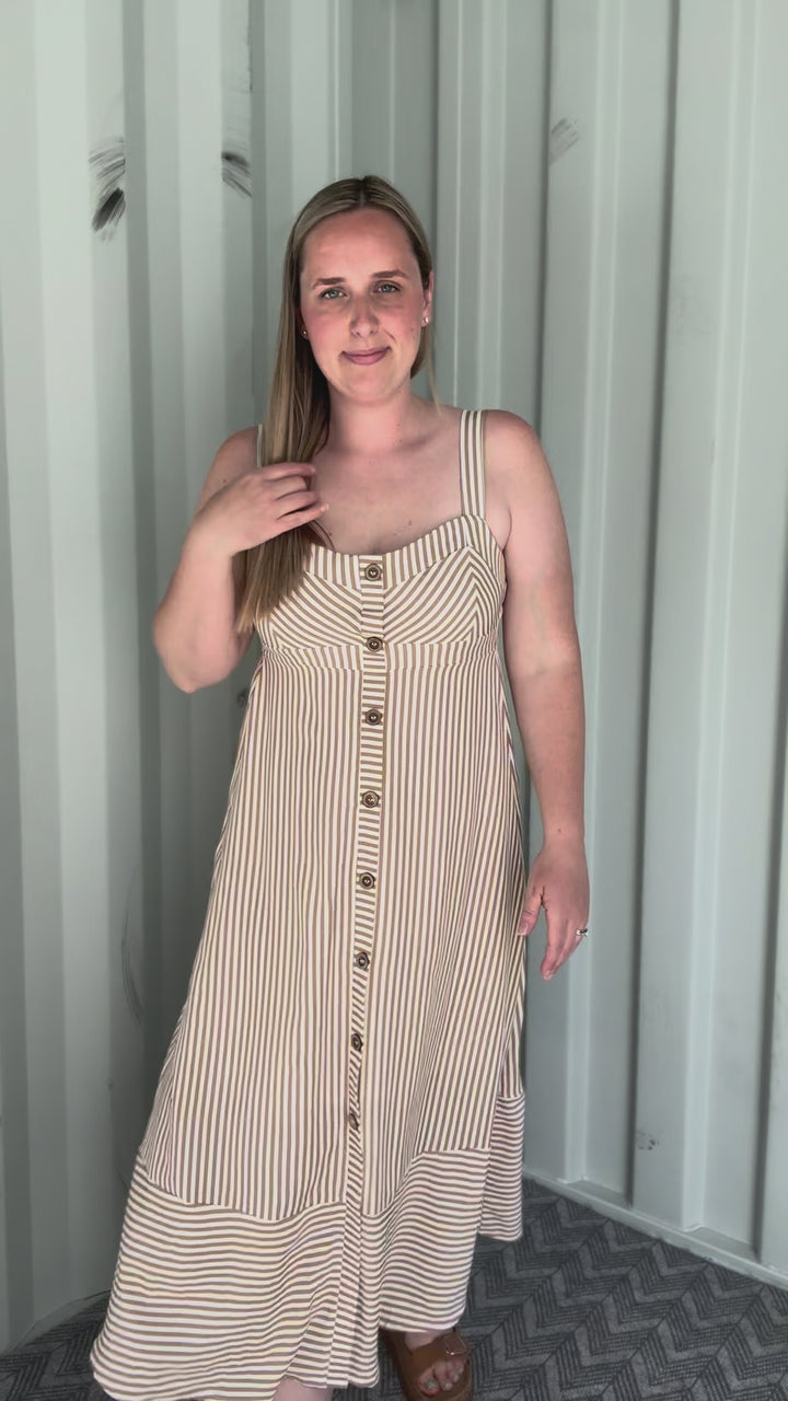 Magnolia Button Down Midi Dress- KHAKI