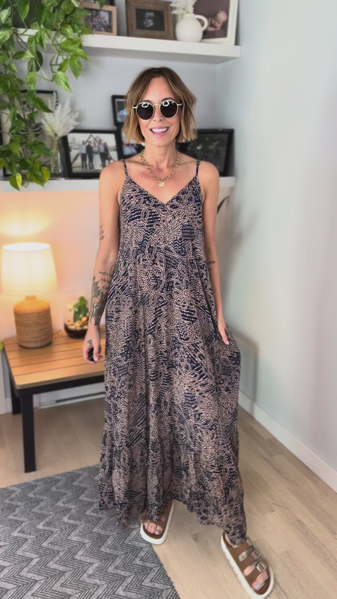 Freesia Tiered Maxi- NAVY/NATURAL