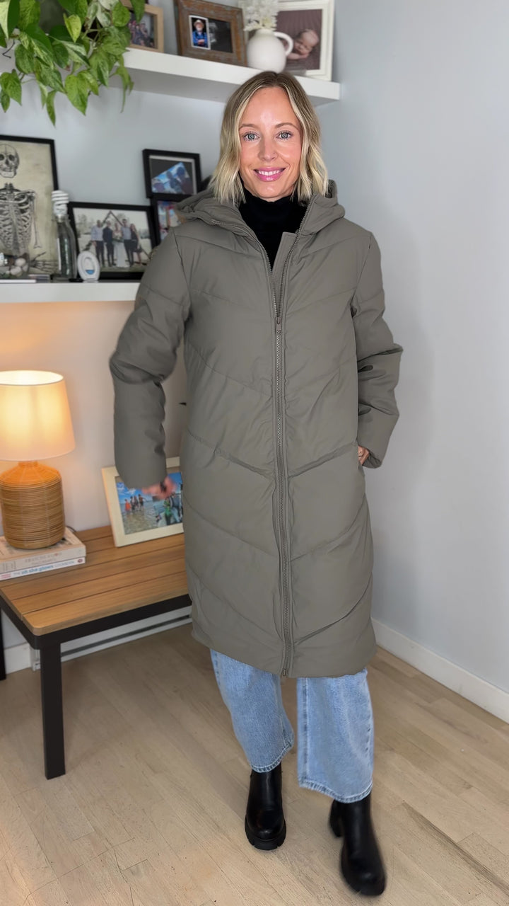 ONLY Rikka Water Repellant Puffer Coat- OLIVE TAUPE