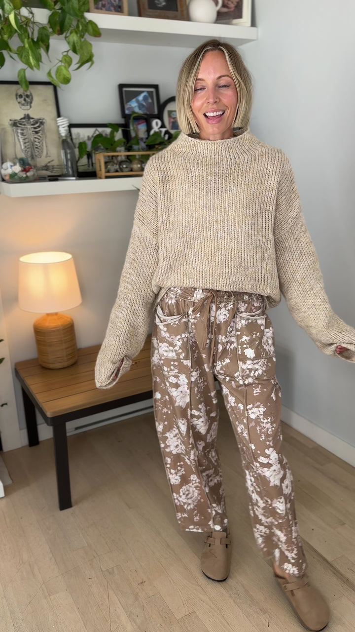 Tabby Mock Neck Oversized Sweater- NATURAL