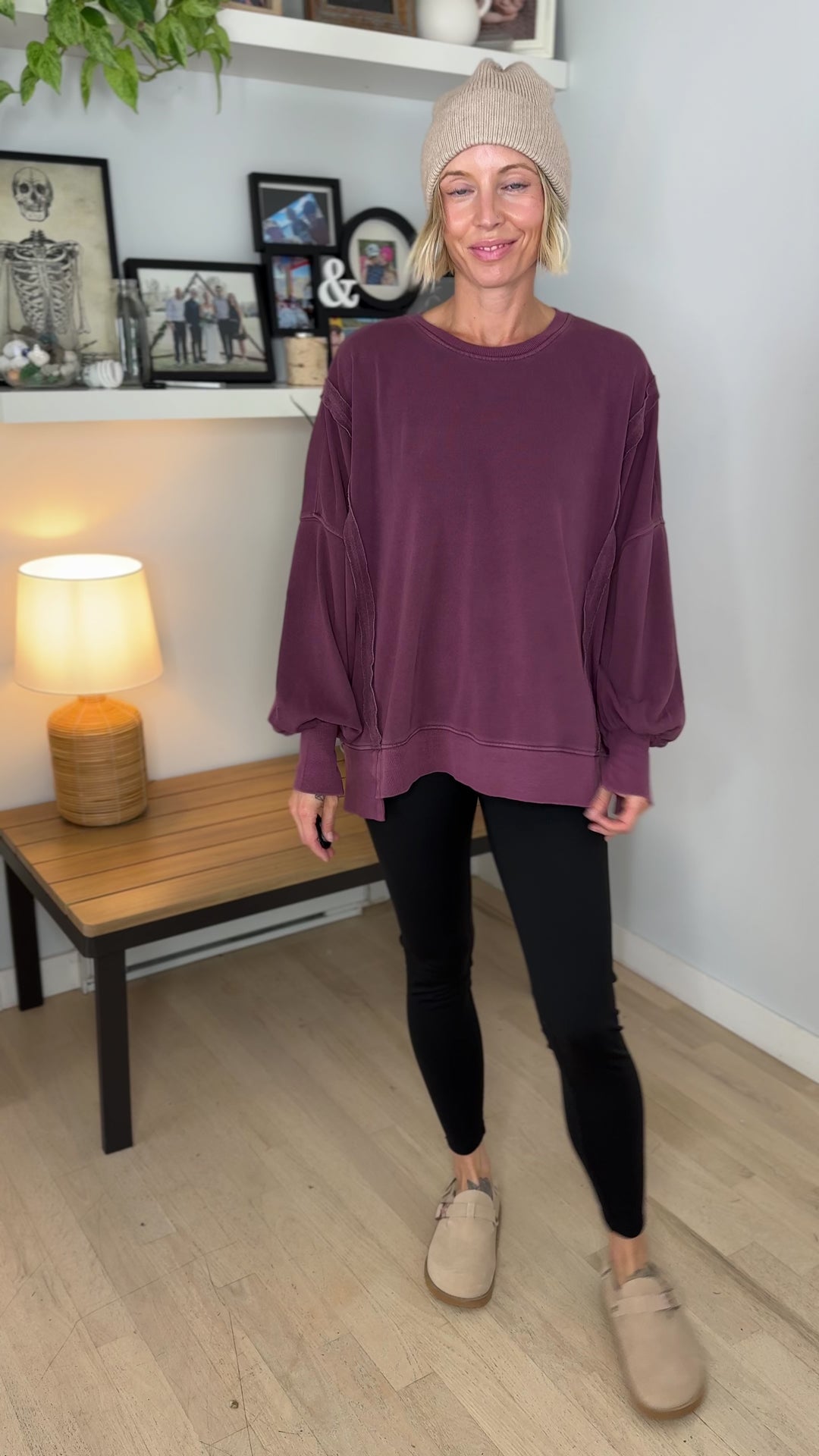 Haven Exposed Seam Pullover- DARK CHERRY
