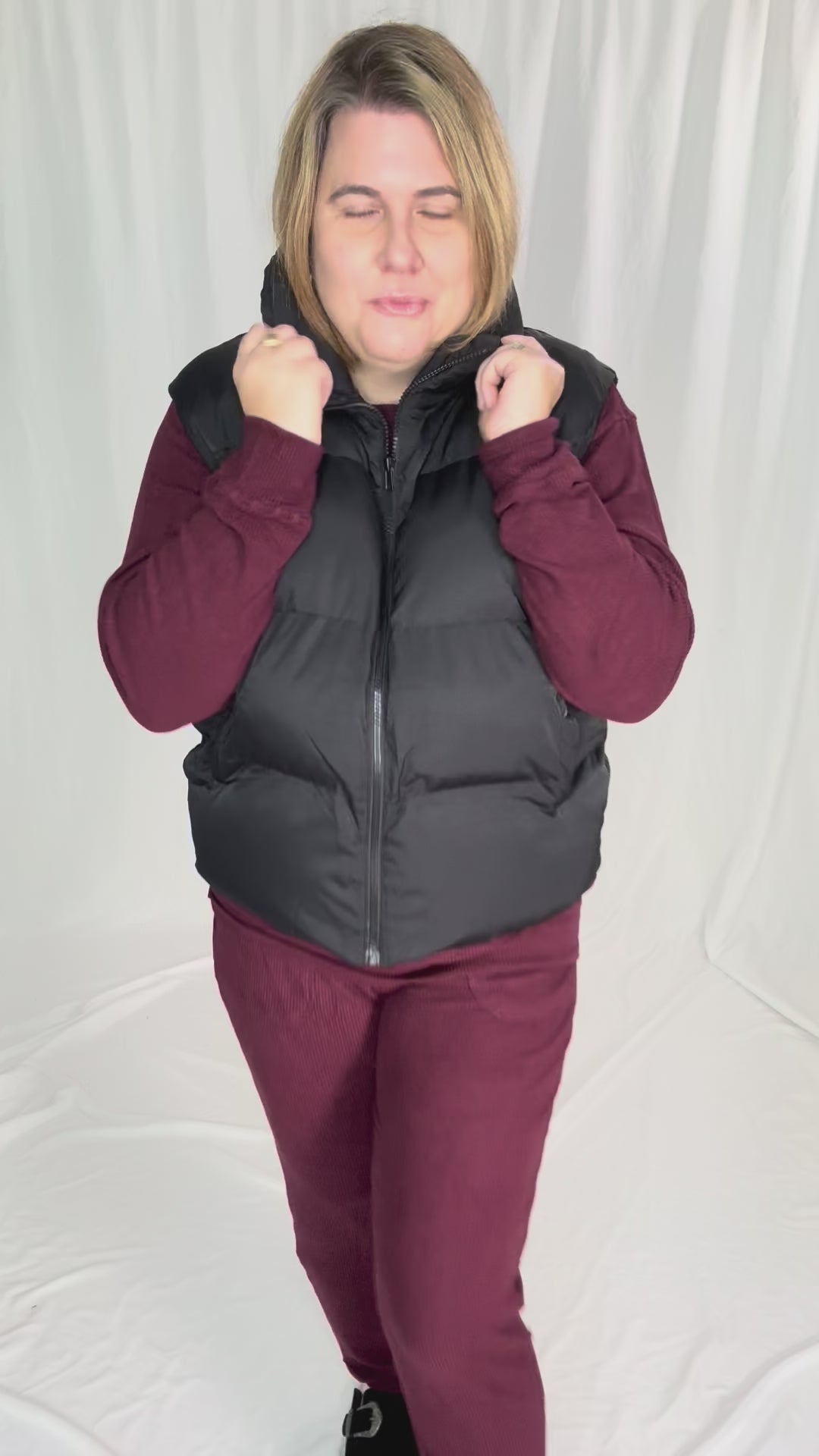 Falling For You Puffer Vest- BLACK