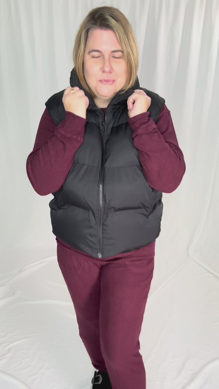 Falling For You Puffer Vest- BLACK