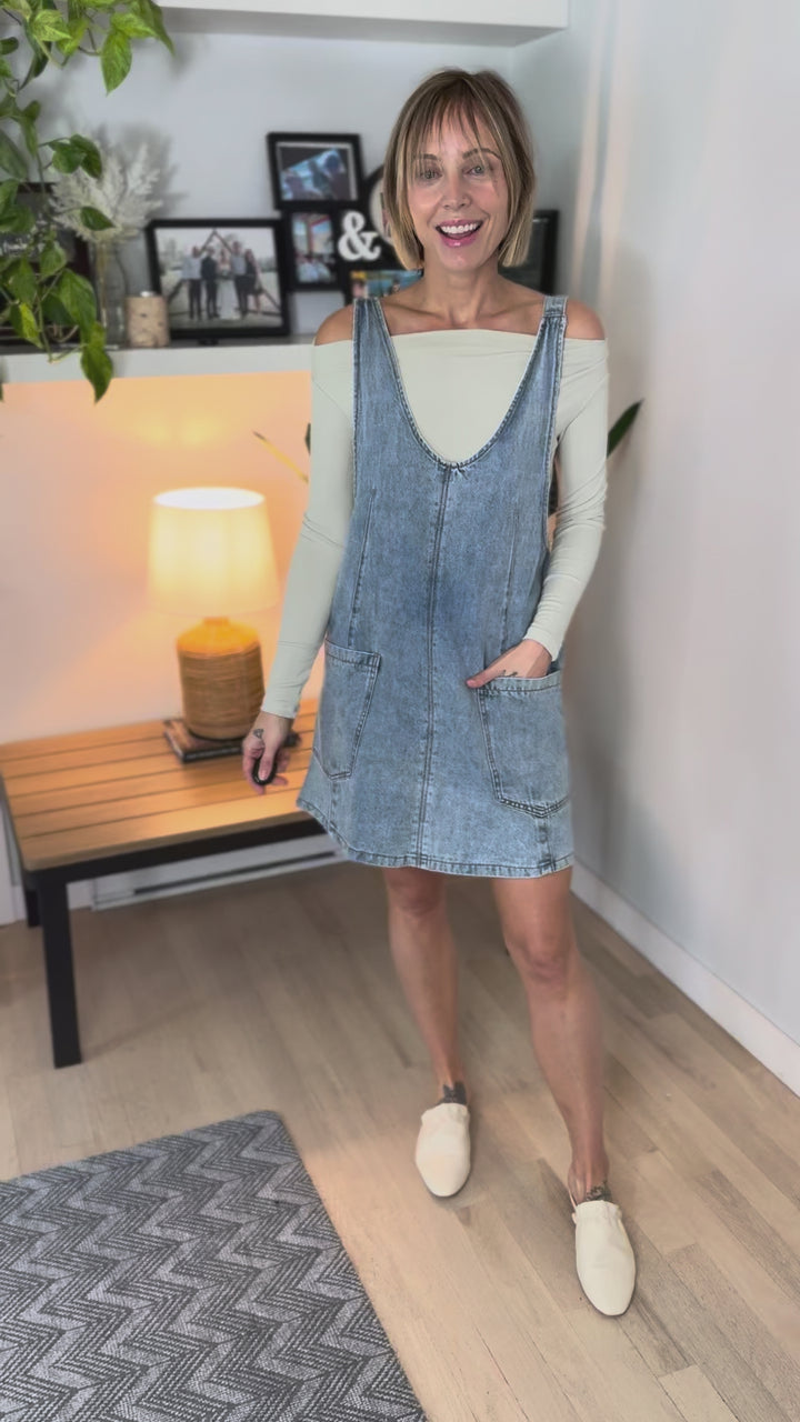 Paisley Denim Dress- LIGHT DENIM-FINAL SALE *L*