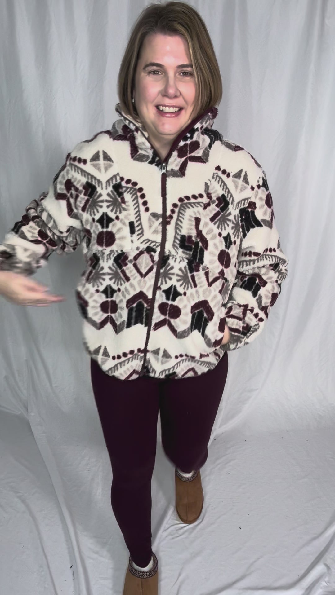 Ainsley Plush Sherpa Full Zip- WHITE ONYX-FINAL SALE