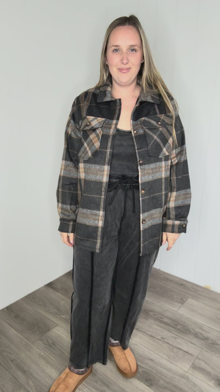 Sam Plaid Jacket- BLACK/TAN/GREY PLAID