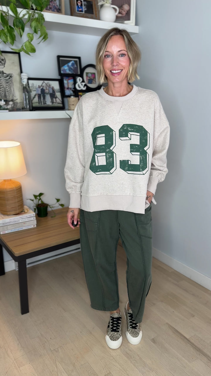 Honey Harvest Varsity Pullover- Oatmeal