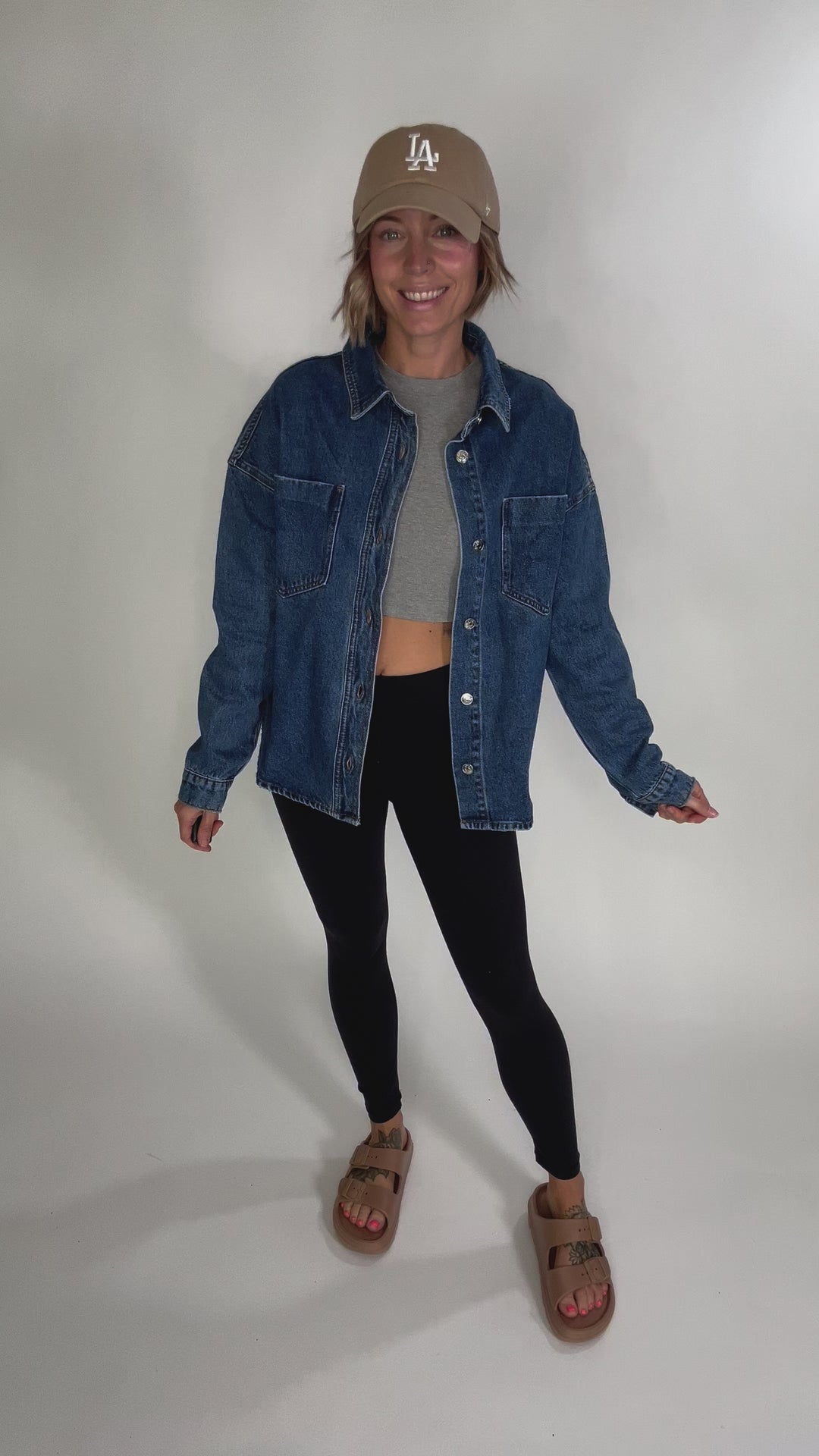 Elara Button Down Denim Jacket- DARK WASH-FINAL SALE