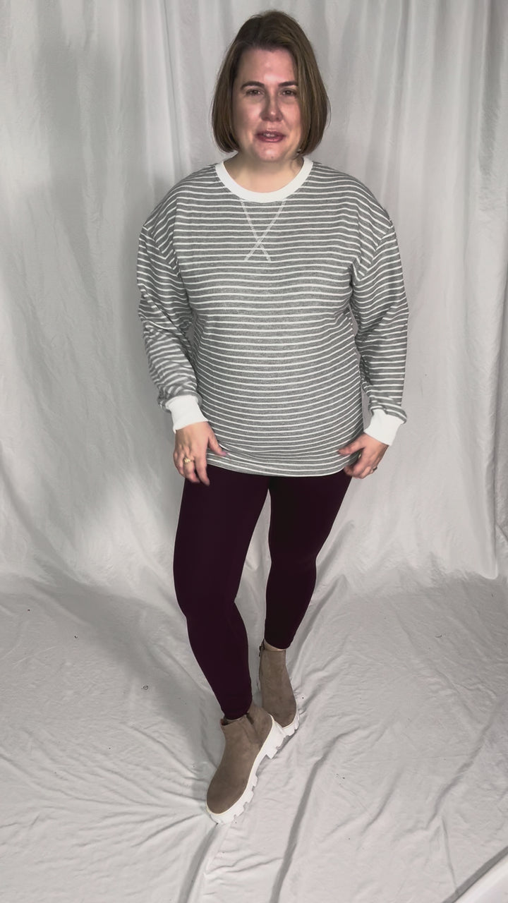 MICHELLE MAE Lola Thermal Long Sleeve- GREY