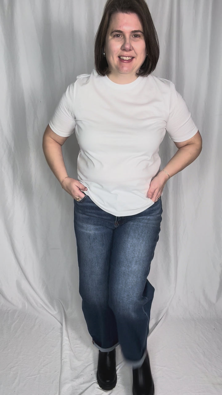 RISEN Dora High Rise Classic Barrel Jean- DARK WASH