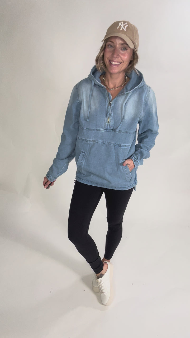 Bex Denim Hoodie Jacket- LIGHT WASH