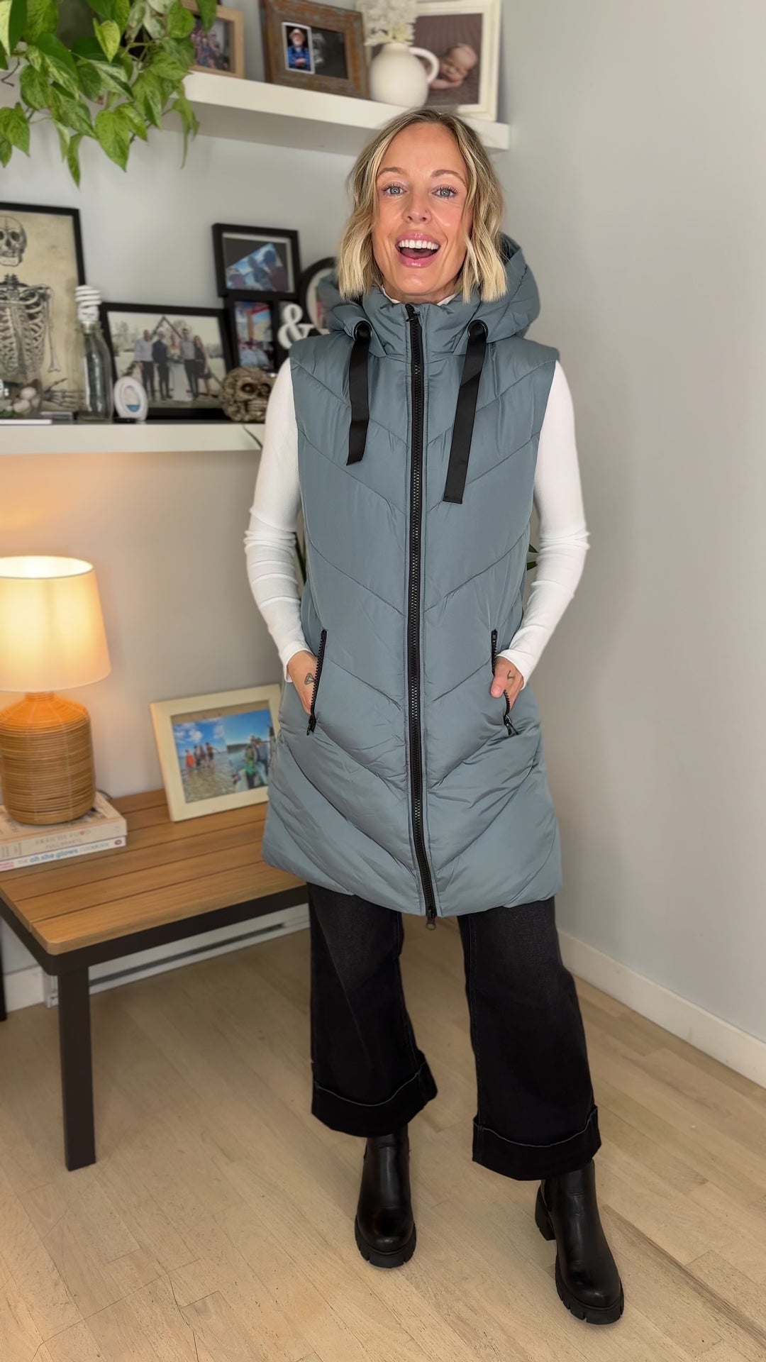 ONLY Skylar Hooded Vest- STORMY WEATHER