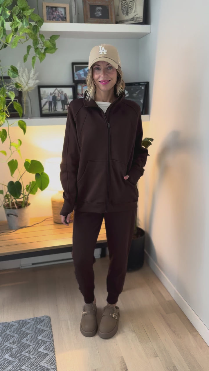 Christie Soft Scuba Full Zip- COFFEE