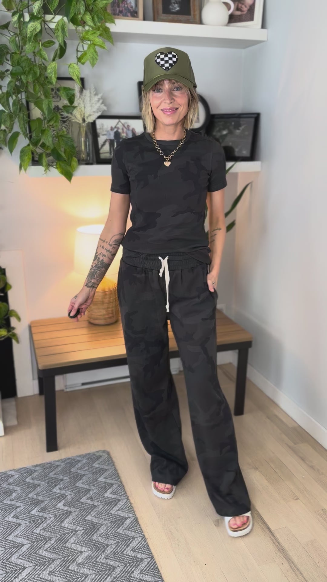 AMPERSAND AVE Thermal Tee + Pant Set- CAMO