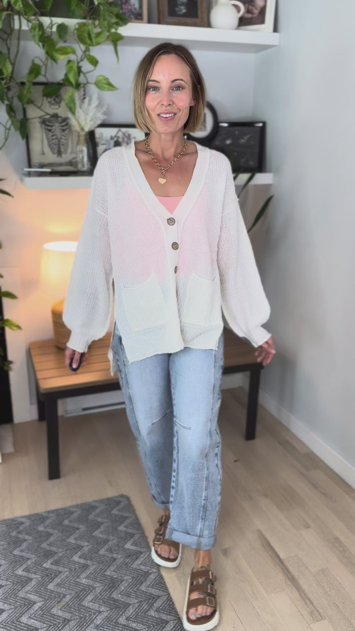 Nessa Button Down Cable Knit Cardigan- IVORY