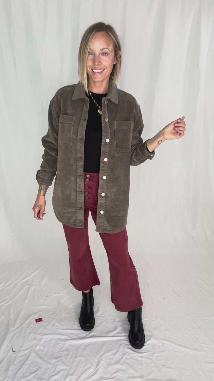 Noisy May Alva Corduroy Shacket- MOREL