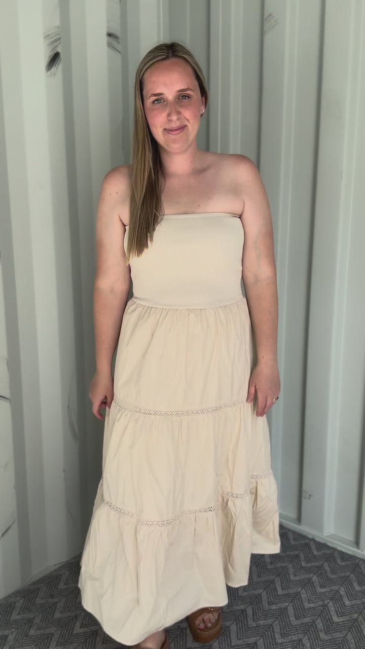 Coconut Cove Strapless Dress- NATURAL