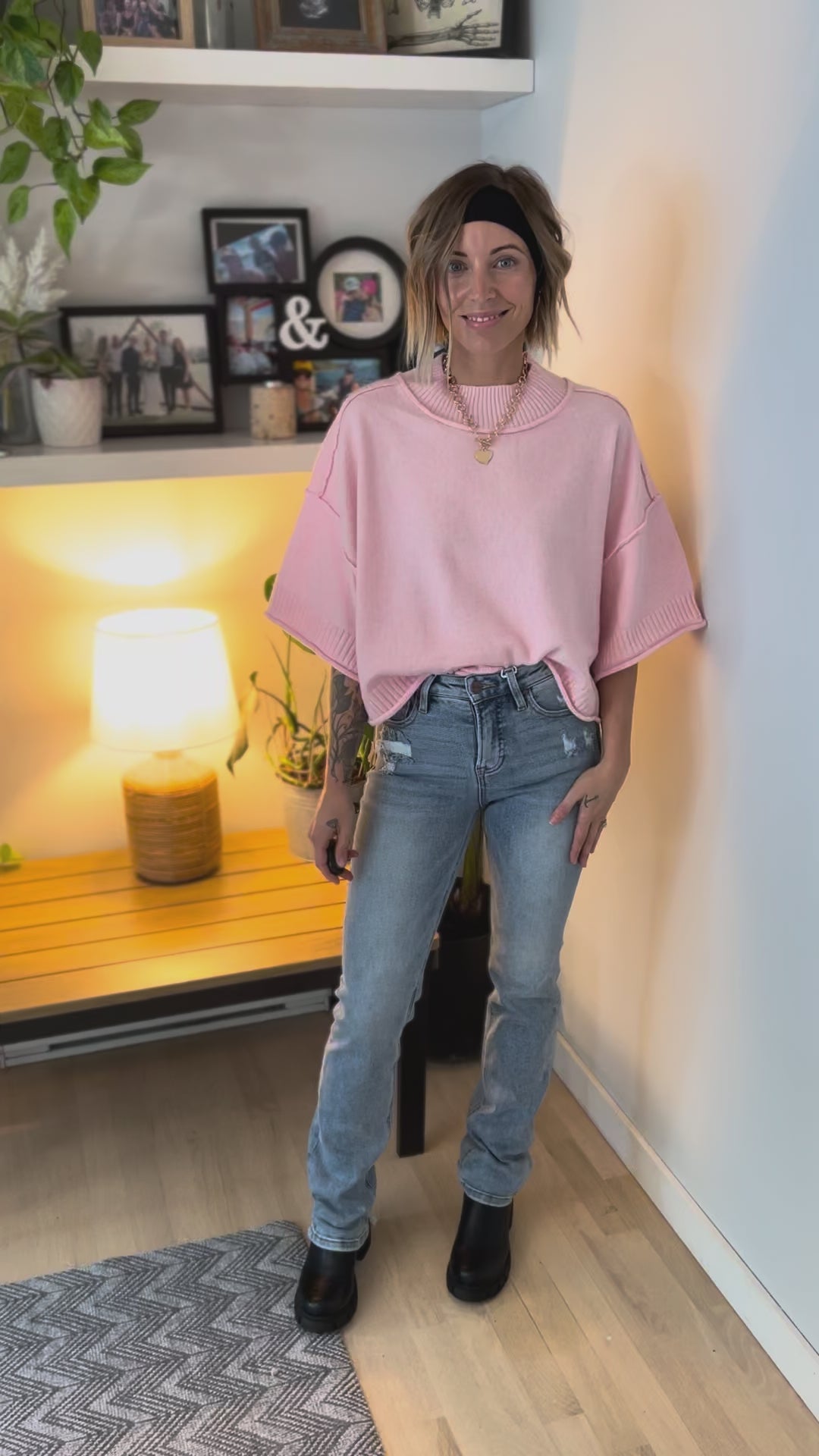 Emily Sweater Top- PINK BLOSSOM