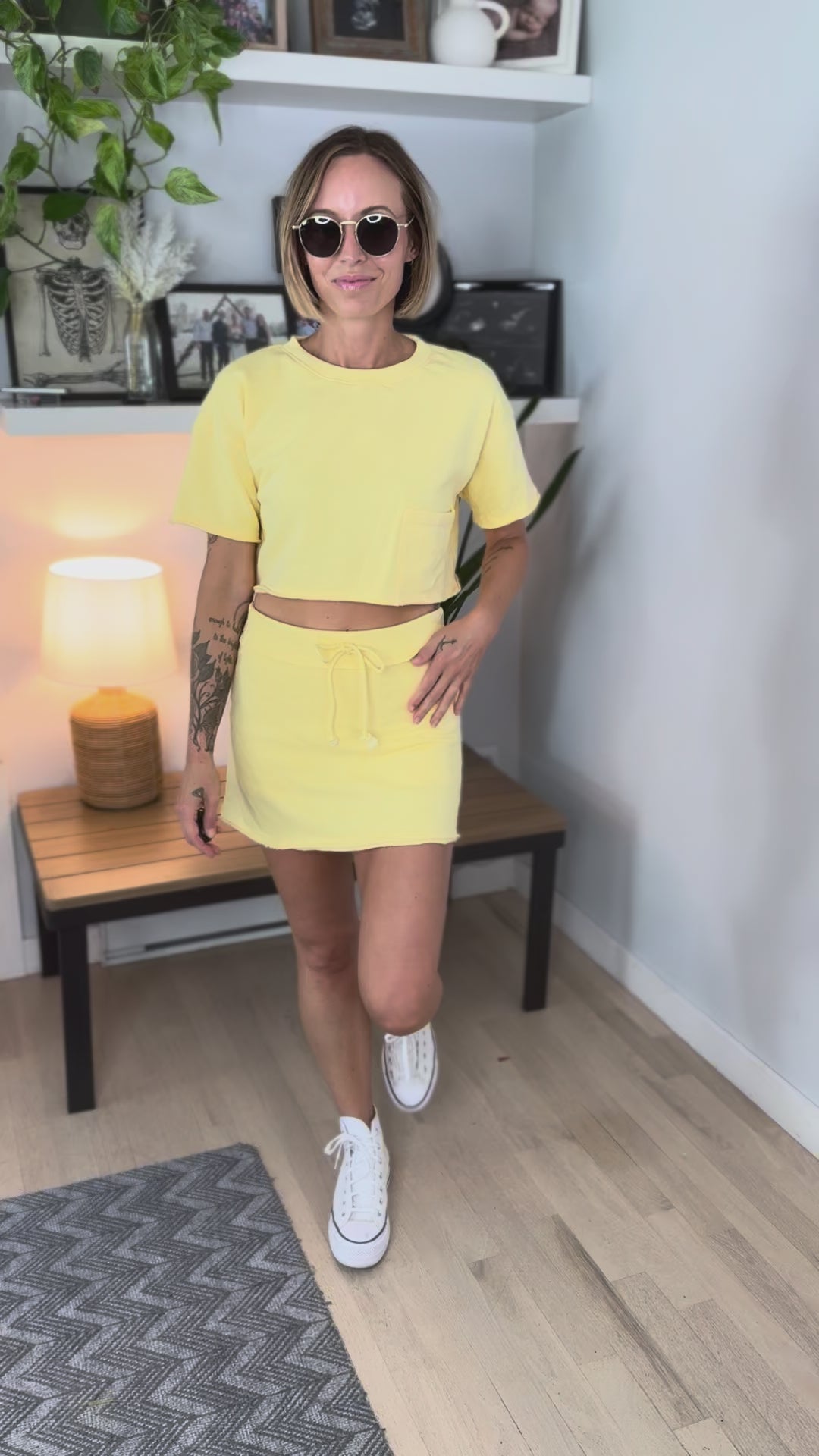 Sunny Rae Cotton Skort Set- LT YELLOW