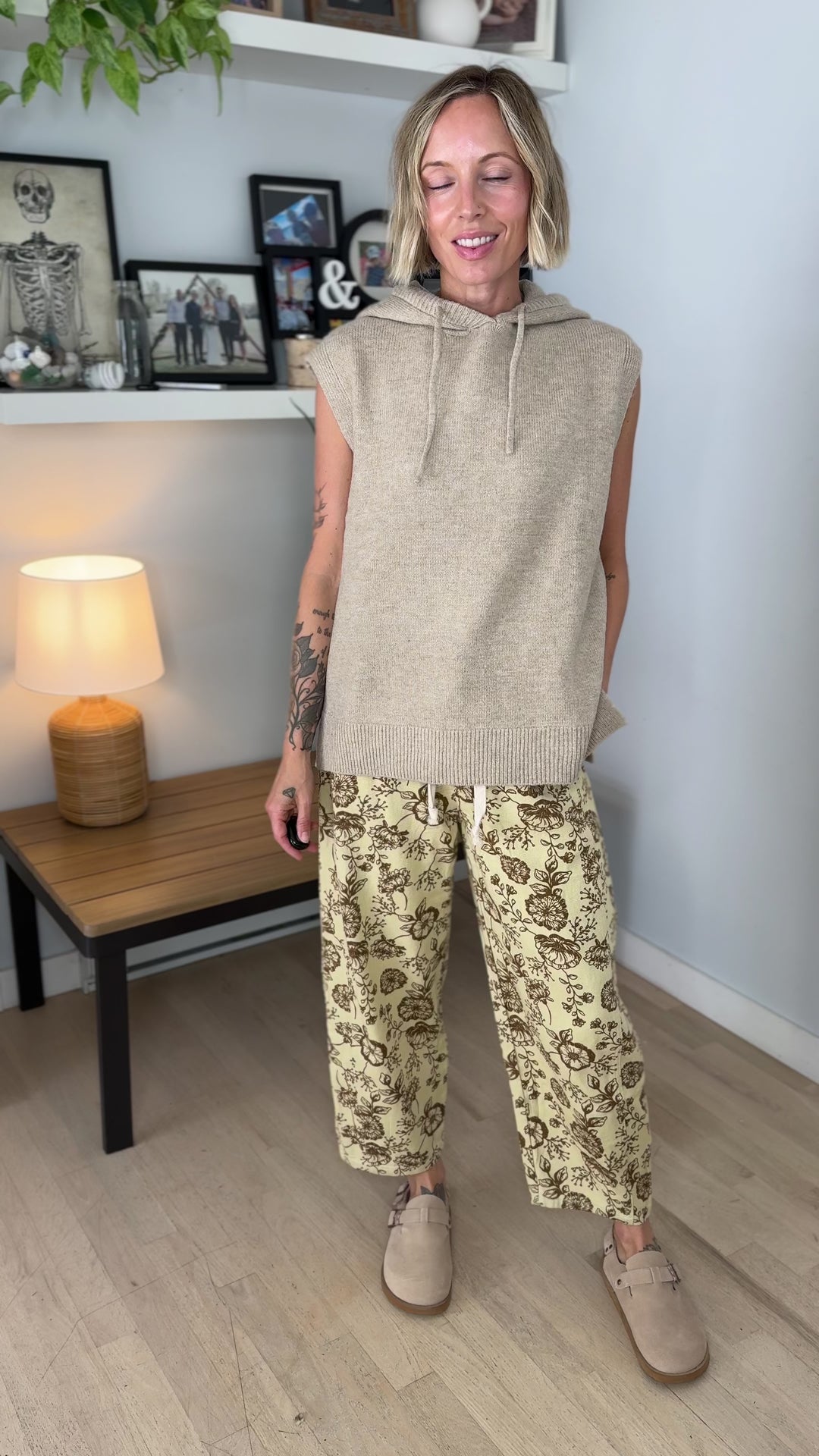 Greer Sleevless Hooded Sweater- TAUPE