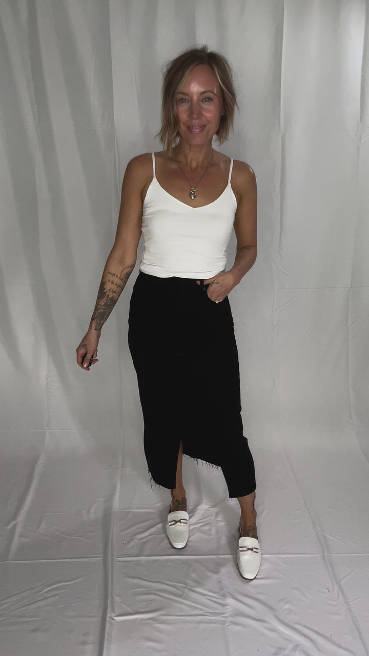 HIDDEN JEANS  Demi High Waist Denim Skirt- BLACK-FINAL SALE