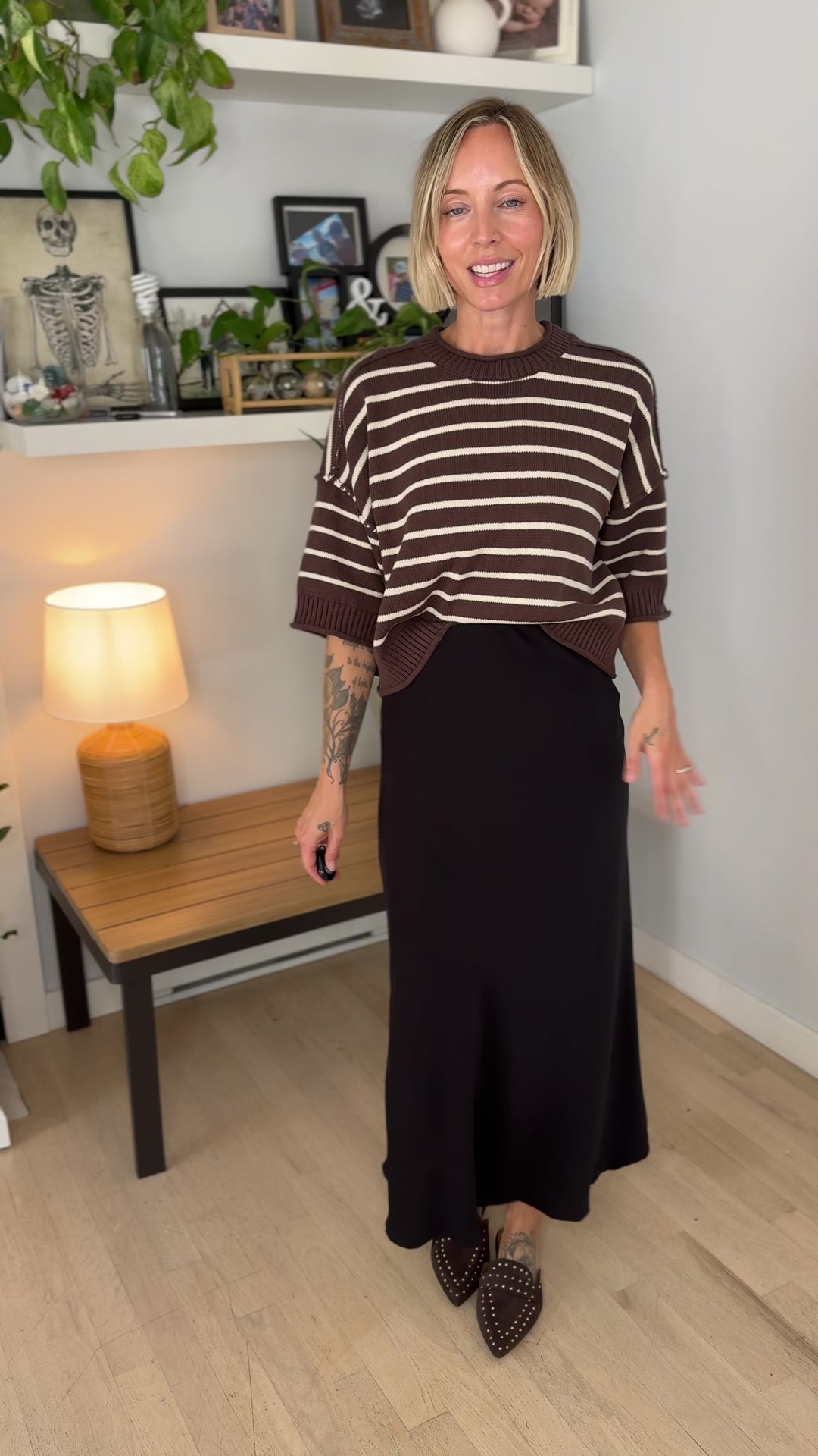 Only Franan High Waist Ankle Skirt- BLACK