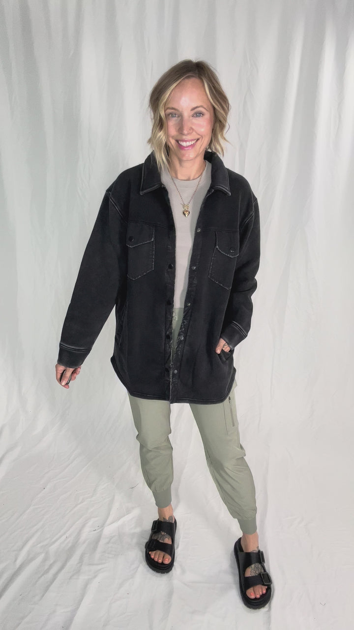 MONO B Valerie Snap on Shacket- BLACK-FINAL SALE