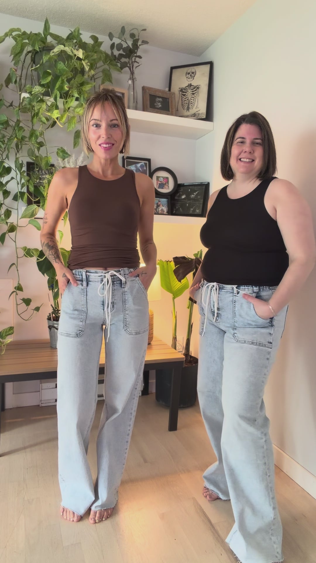 FLYING MONKEY Hazel High Rise Drawstring Wide Leg Jeans- LIGHT WASH **PRE-ORDER MARCH 3rd** **