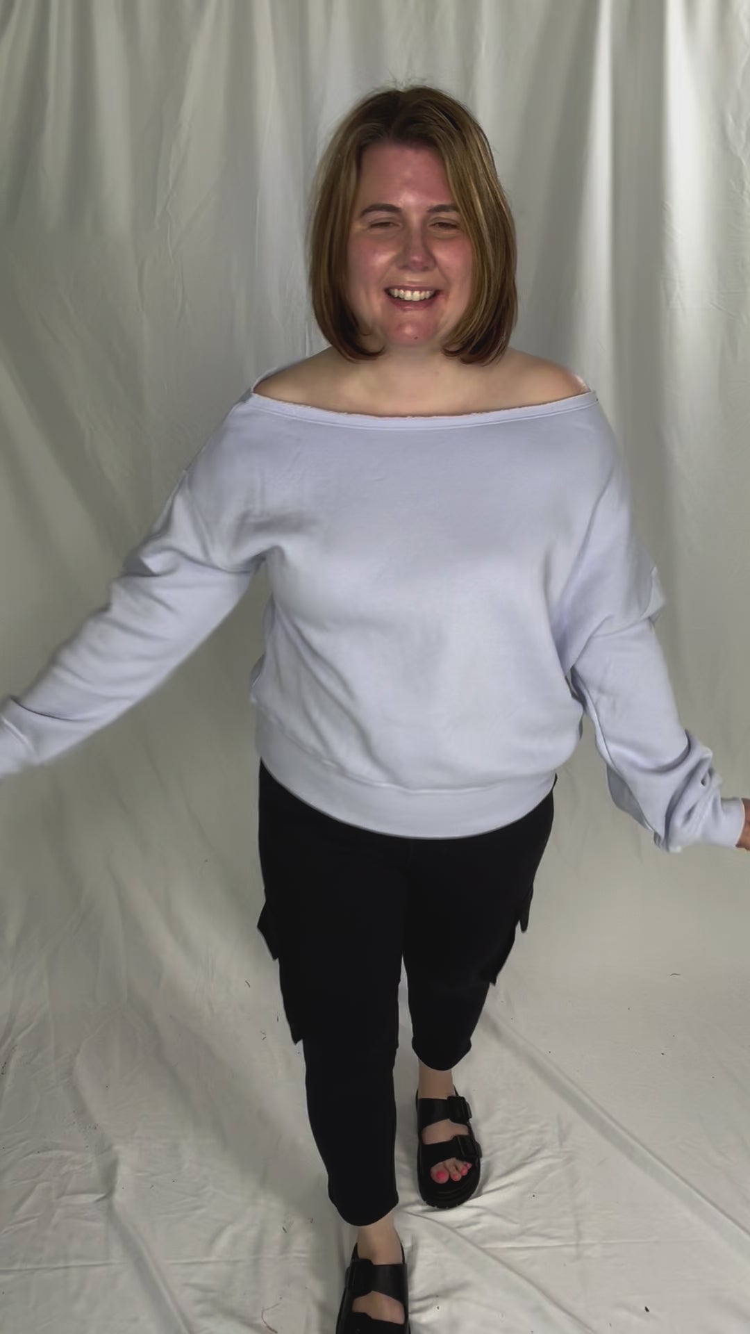 Janice Fleece Off Shoulder Top- IRIS-FINAL SALE