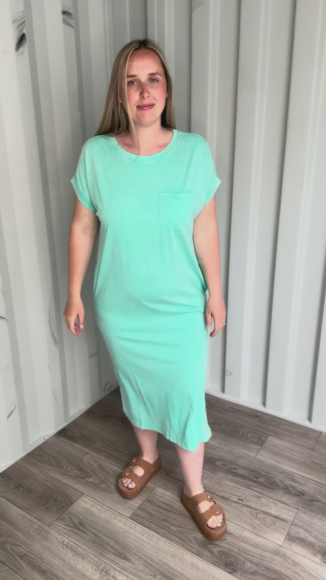 Northstar Washed Cotton Midi Dress- MINT