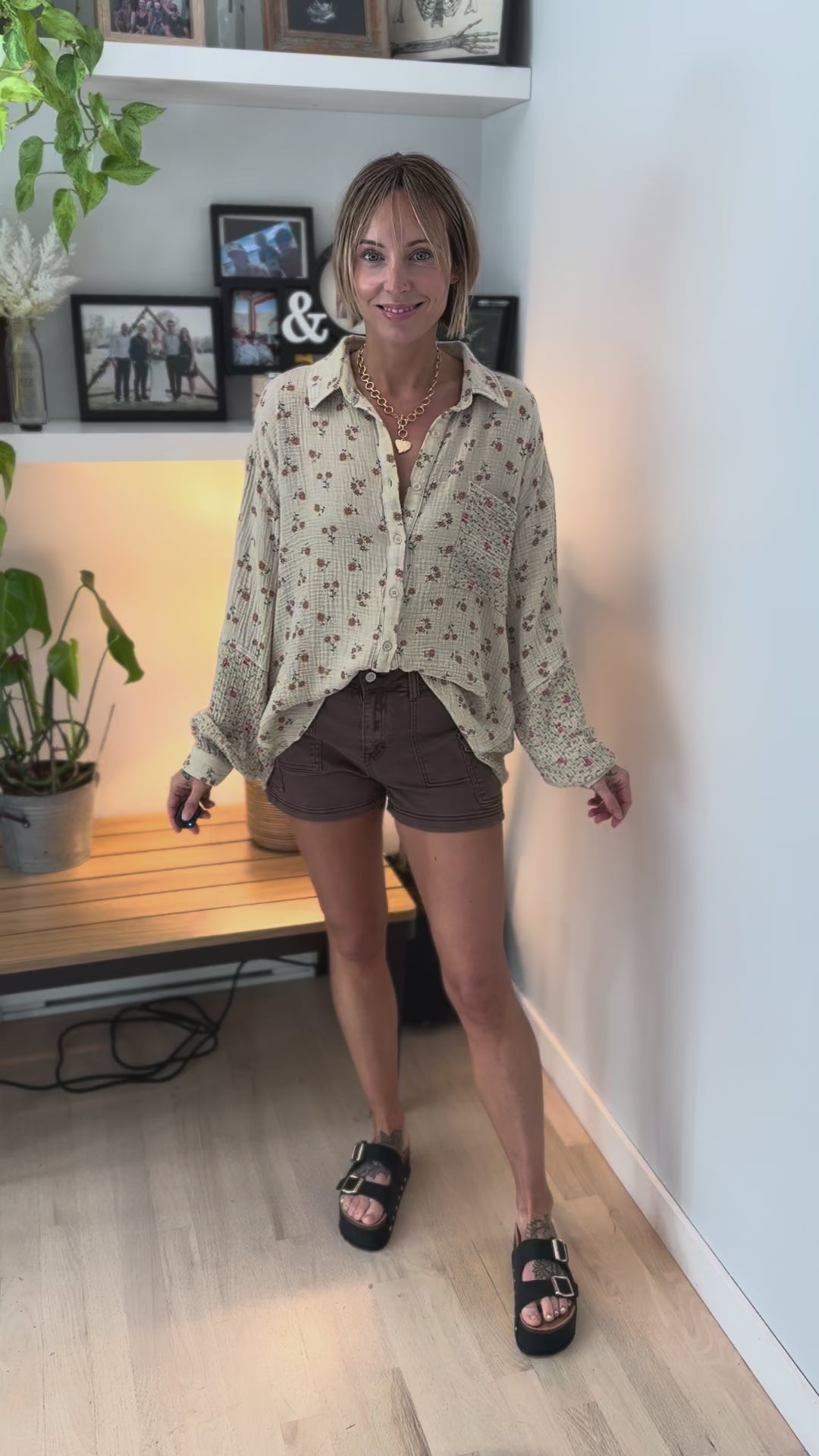 Danielle Cotton Button Down- KHAKI