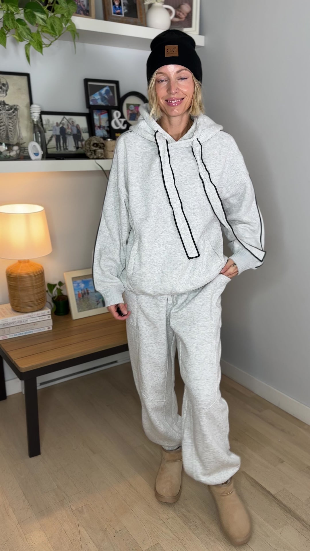 Thistle French Terry Fleece Hoodie- HEATHER GREY/BLACK