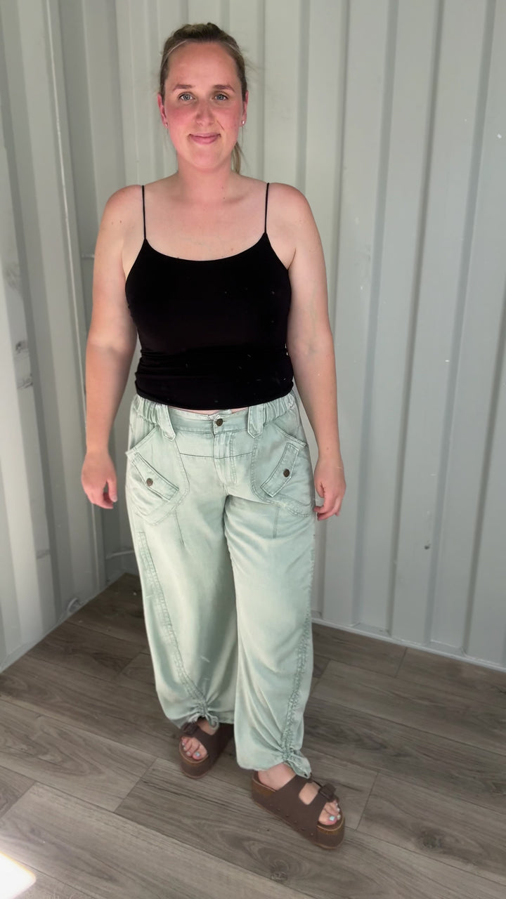 Adams Cargo Ruched Pant- SAGE