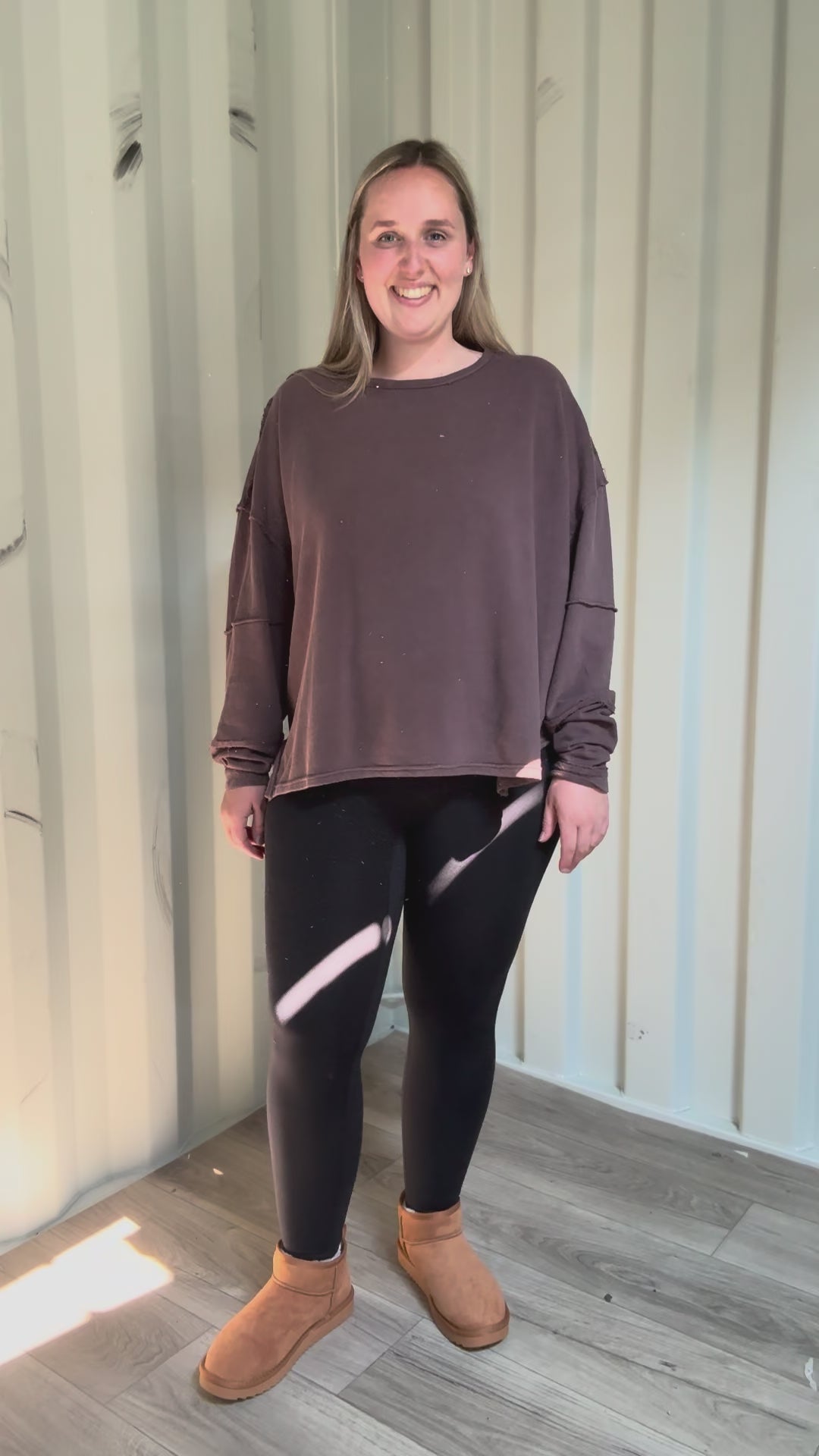 Mono B Jacey Classic Cotton Pullover- COFFEE