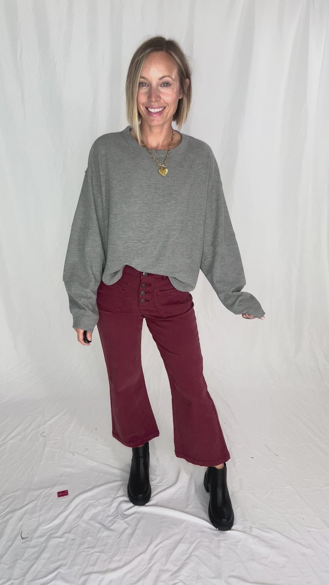 THREAD & SUPPLY Dana Pant- BURGUNDY