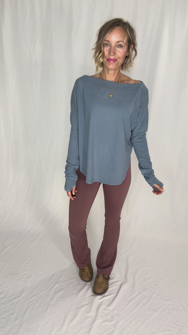 Zoey Microfleece Long Sleeve- SLATE BLUE