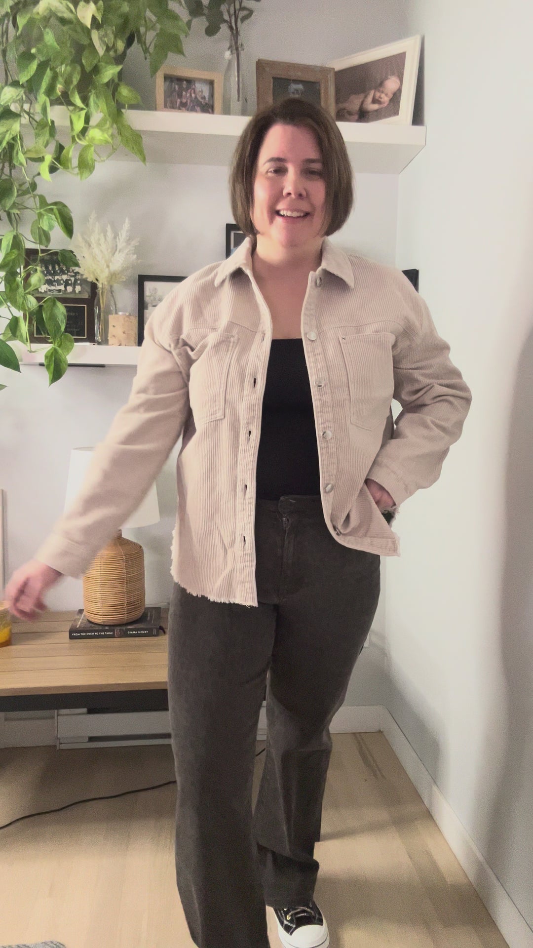 ONLY Maiko Distressed Corduroy Shacket- PUMICE STONE