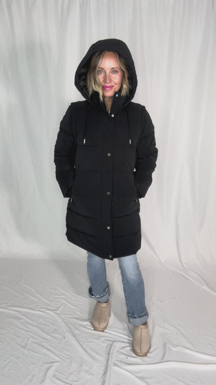 Only Dixie 2-In-1 Puffer Water Repellent Coat- BLACK