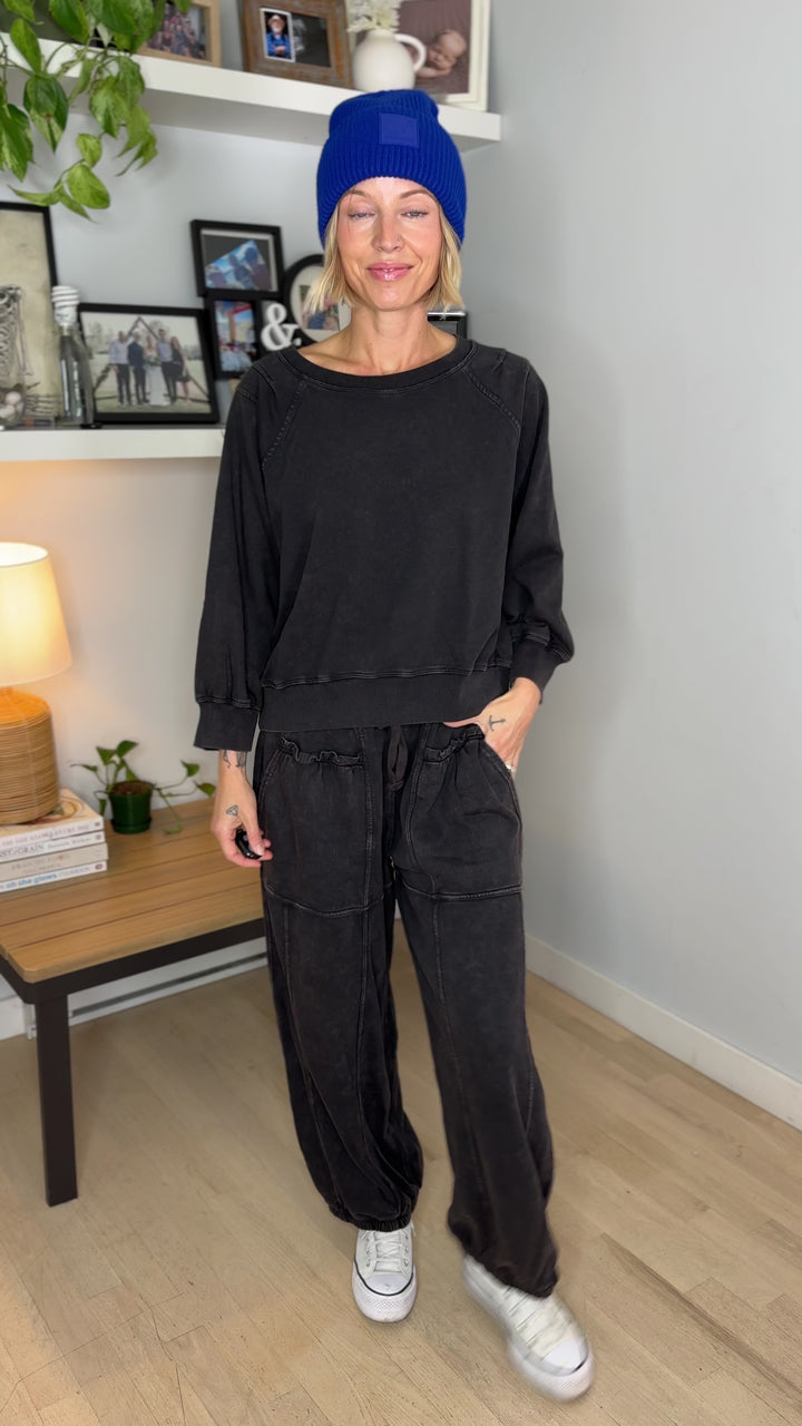 Kerima Washed Cotton Barrel- BLACK
