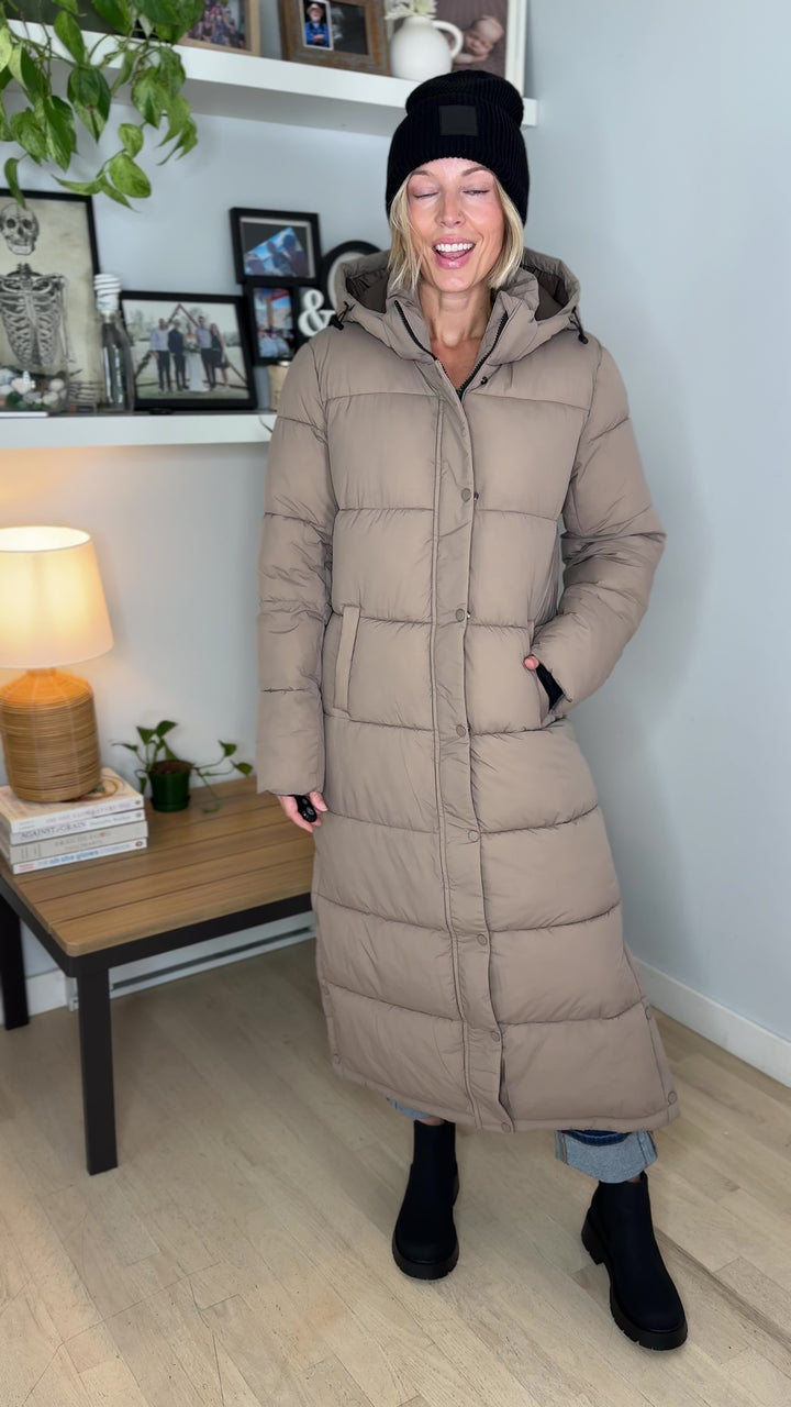 ONLY Premium Puff XLong Jacket- TAUPE GRAY