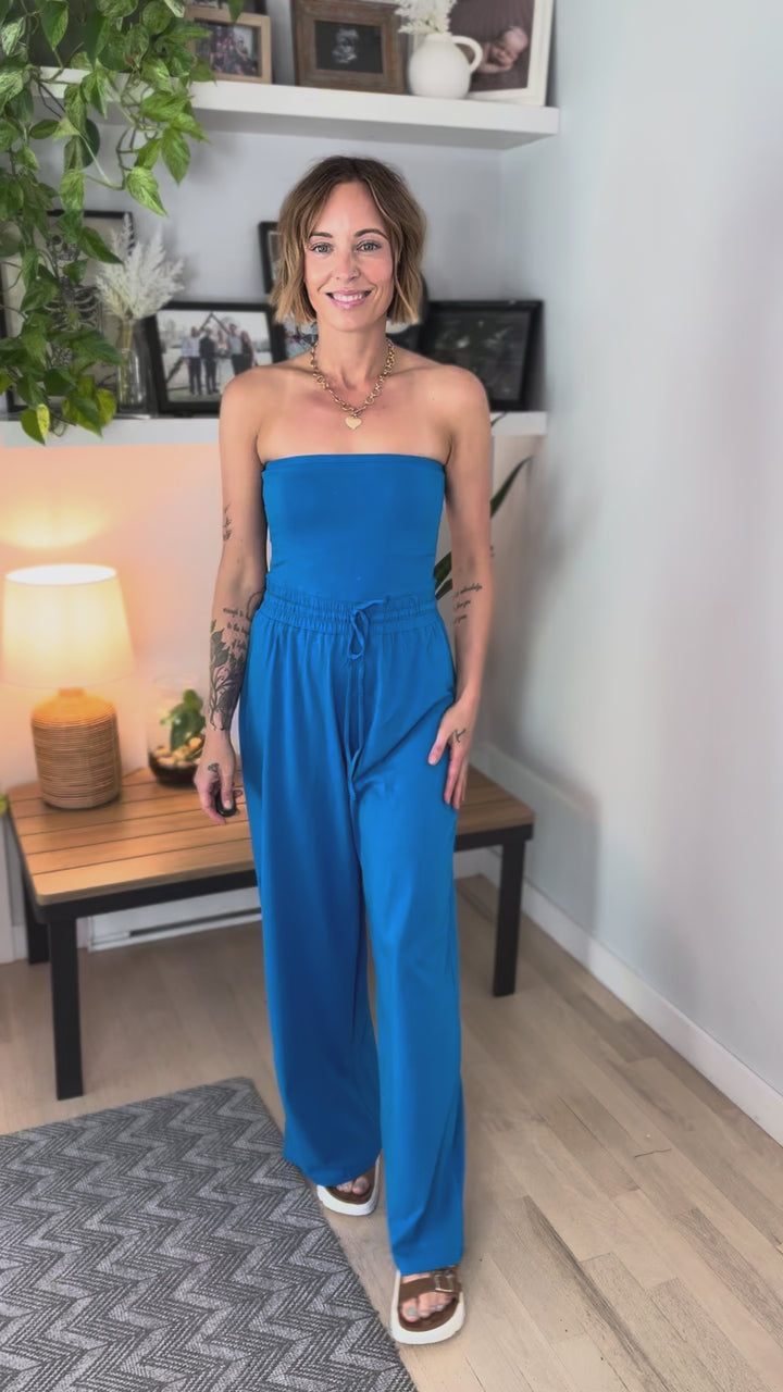 Margot Strapless Jumpsuit- OCEAN BLUE