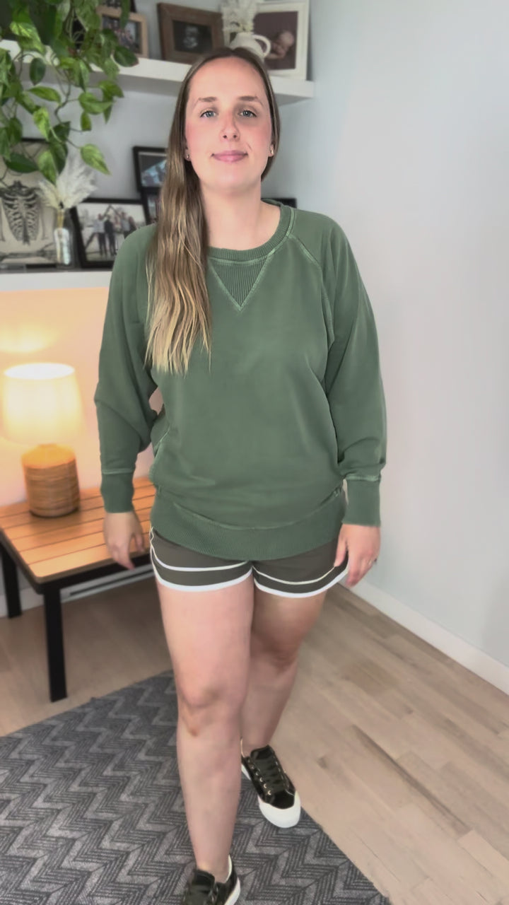 Juliet Washed Tunic Sweatshirt LIGHT OLIVE