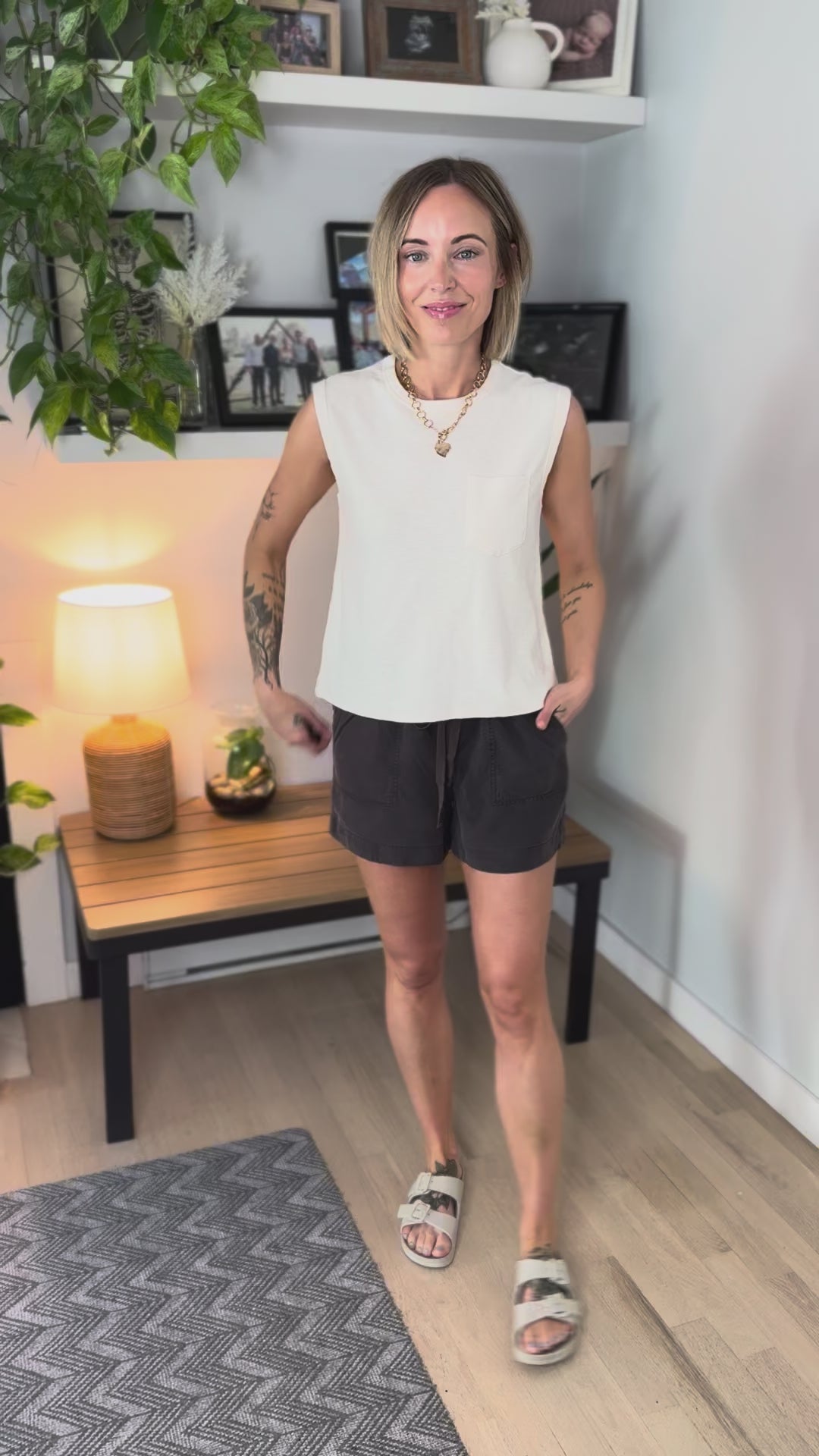 Zosia Cotton Pocket Tank- CREAM-FINAL SALE