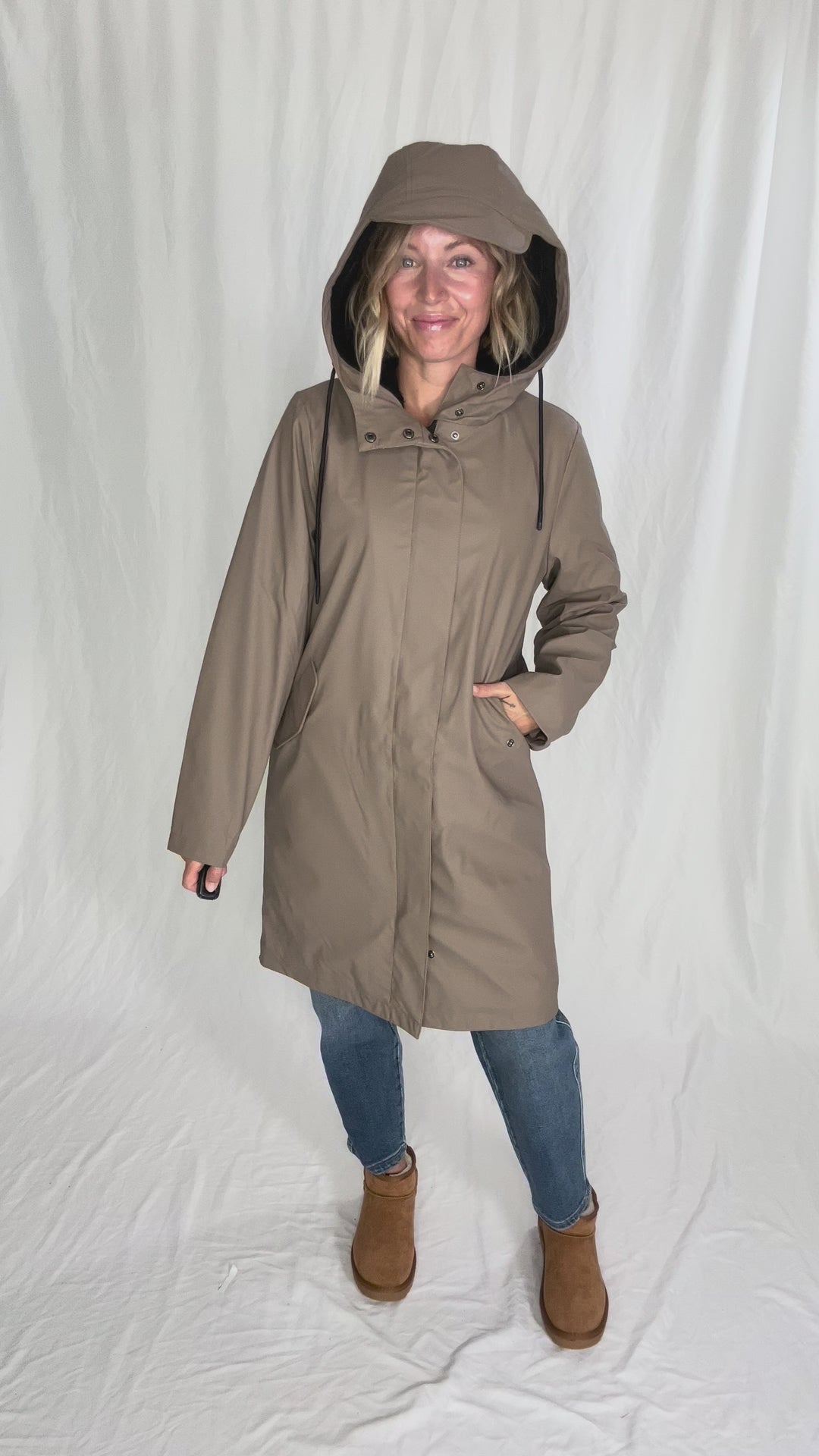 ONLY Sia Sherpa Lined Raincoat- WALNUT