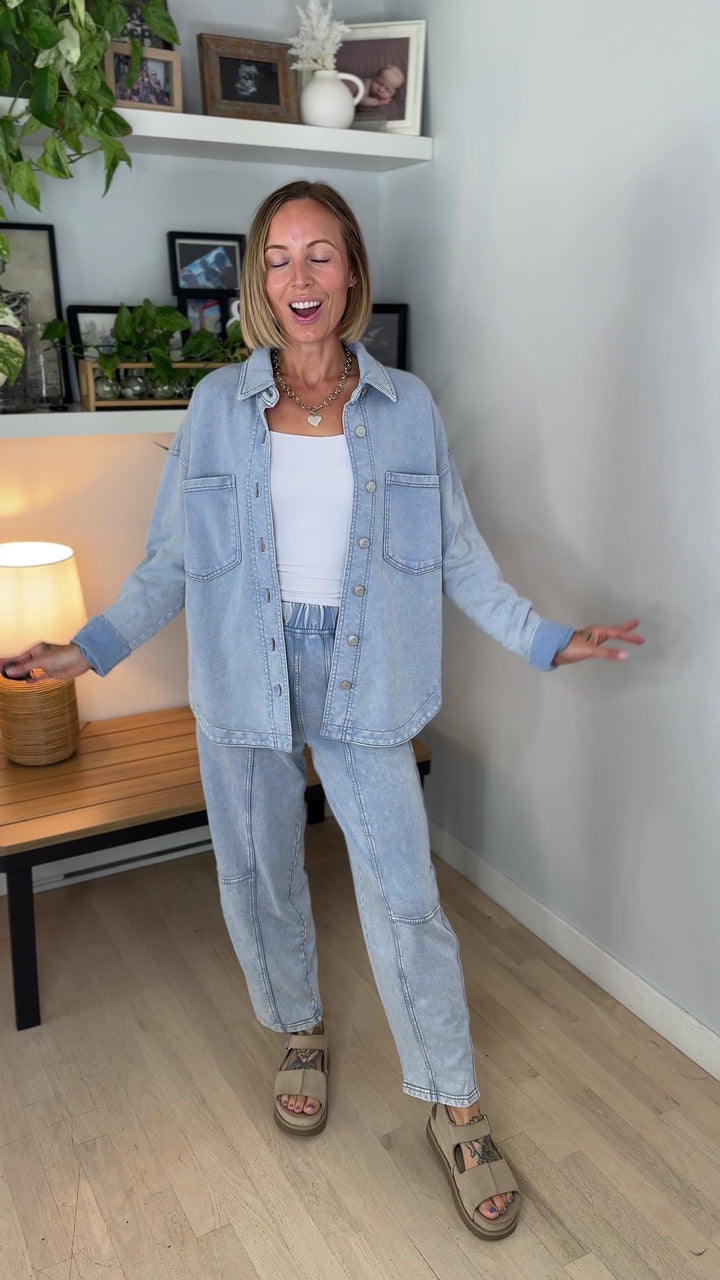 Candice Acid Wash Jacket- LIGHT BLUE