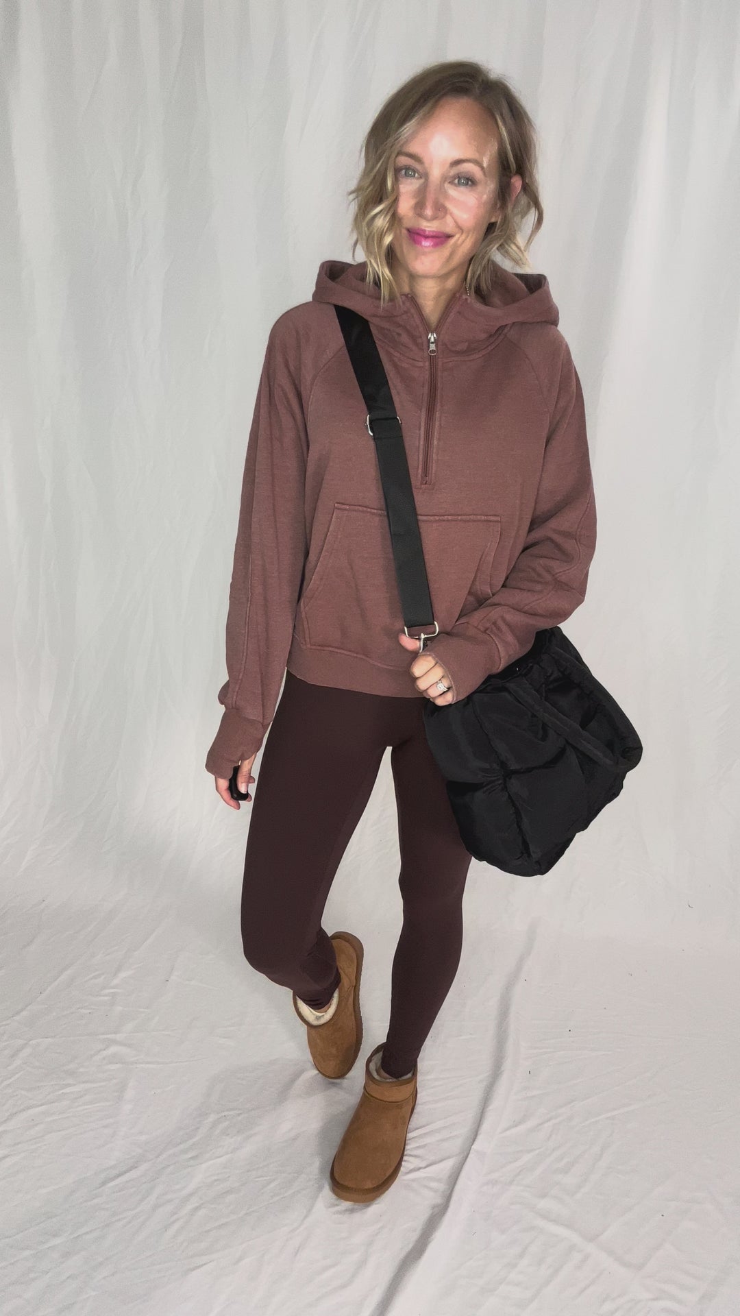 Ashleah 1/4 Zip Pullover Hoodie- CINNAMON